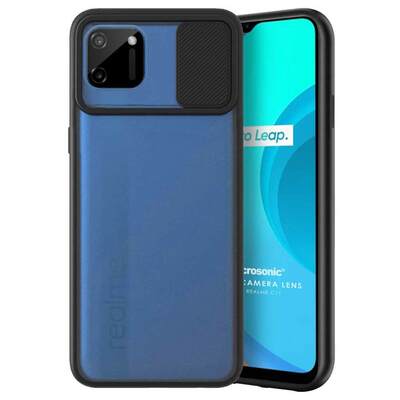 Microsonic Realme C11 Kılıf Slide Camera Lens Protection Siyah