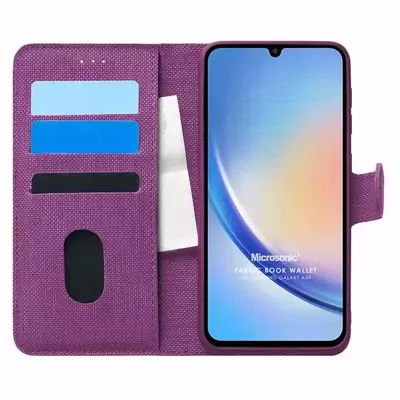 Microsonic Samsung Galaxy A34 Kılıf Fabric Book Wallet Mor