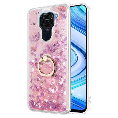 Microsonic Xiaomi Redmi Note 9 Kılıf Glitter Liquid Holder Pembe