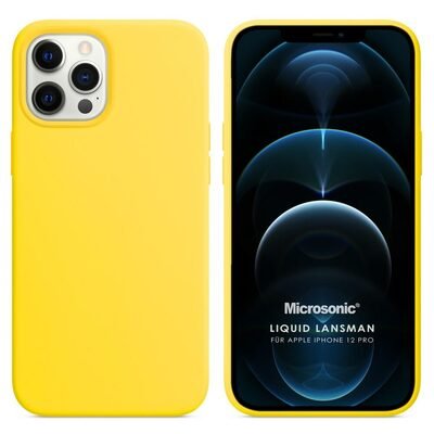 Microsonic Apple iPhone 12 Pro Kılıf Liquid Lansman Silikon Sarı