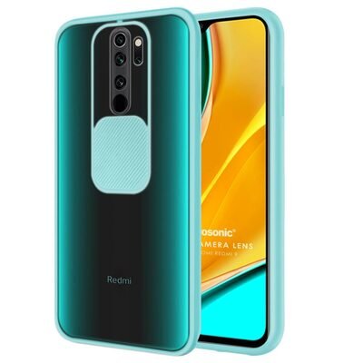 Microsonic Xiaomi Redmi 9 Kılıf Slide Camera Lens Protection Turkuaz