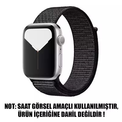 Microsonic Apple Watch Series 8 41mm Hasırlı Kordon Woven Sport Loop Siyah