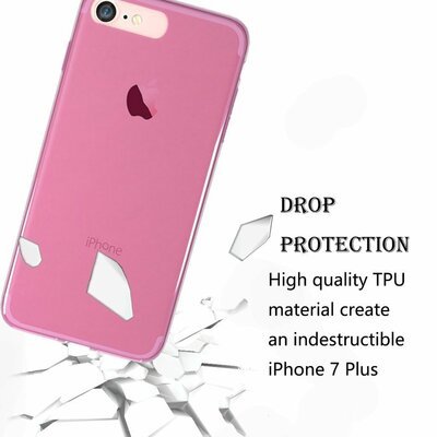 Caseup Apple iPhone 8 Plus Kılıf Transparent Soft Pembe