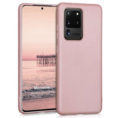 Microsonic Samsung Galaxy S20 Ultra Kılıf Matte Silicone Kılıf Rose Gold