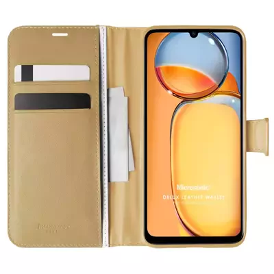 Microsonic Xiaomi Poco C65 Kılıf Delux Leather Wallet Gold