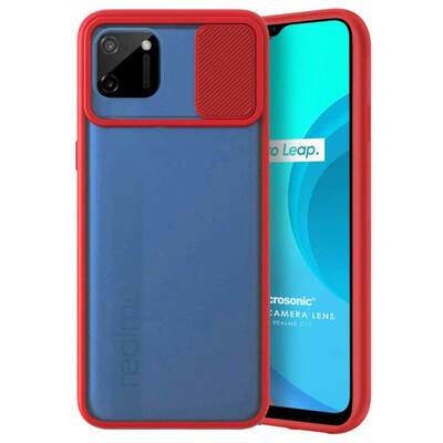 Microsonic Realme C11 Kılıf Slide Camera Lens Protection Kırmızı