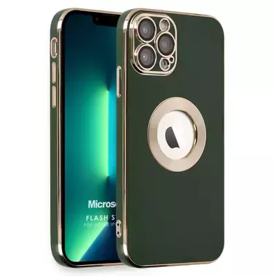 Microsonic Apple iPhone 13 Pro Kılıf Flash Stamp Koyu Yeşil