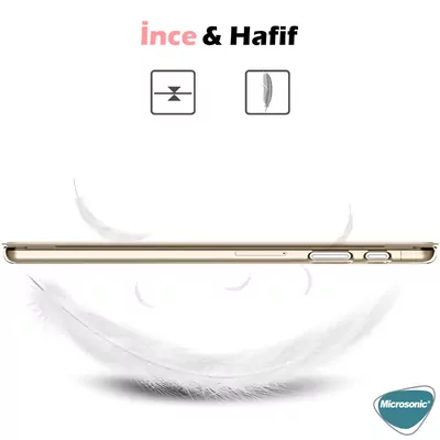 Microsonic Huawei MediaPad T3 10 Kılıf Slim Translucent Back Smart Cover Rose Gold