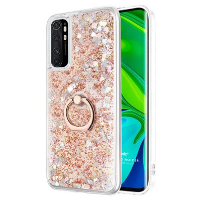 Microsonic Xiaomi Mi Note 10 Lite Kılıf Glitter Liquid Holder Gold