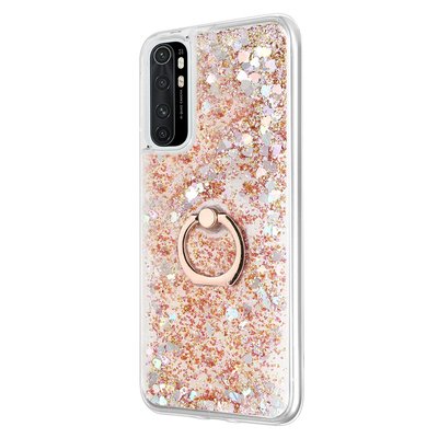 Microsonic Xiaomi Mi Note 10 Lite Kılıf Glitter Liquid Holder Gold