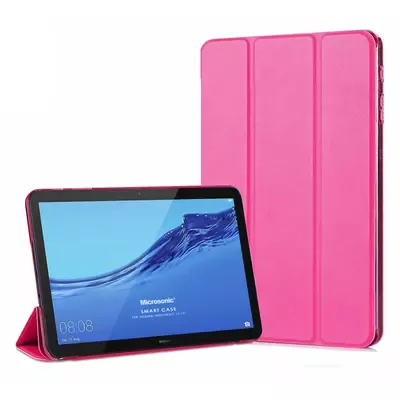 Microsonic Huawei MediaPad T3 10 Kılıf Slim Translucent Back Smart Cover Pembe