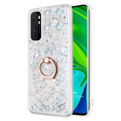 Microsonic Xiaomi Mi Note 10 Lite Kılıf Glitter Liquid Holder Gümüş