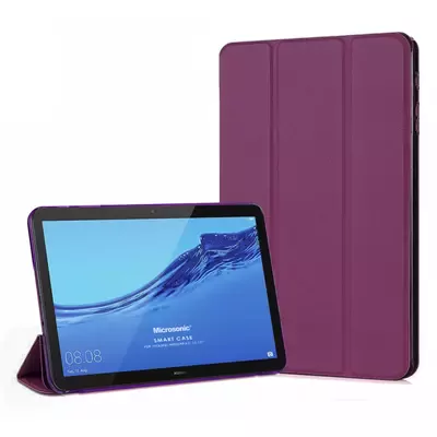 Microsonic Huawei MediaPad T3 10 Kılıf Slim Translucent Back Smart Cover Mor