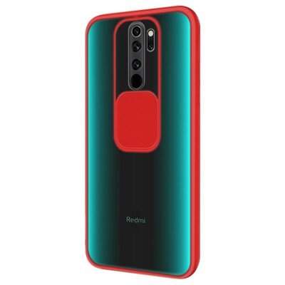 Microsonic Xiaomi Redmi 9 Kılıf Slide Camera Lens Protection Kırmızı