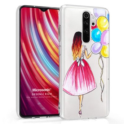 Microsonic Xiaomi Redmi Note 8 Pro Desenli Kılıf Balonlu Kız