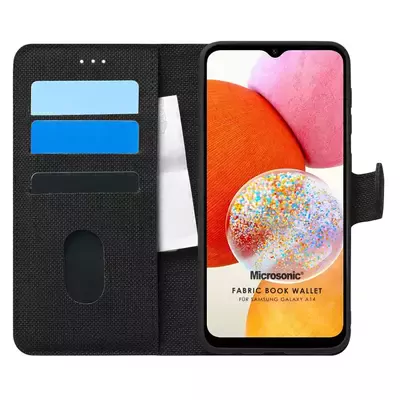 Microsonic Samsung Galaxy A14 Kılıf Fabric Book Wallet Siyah