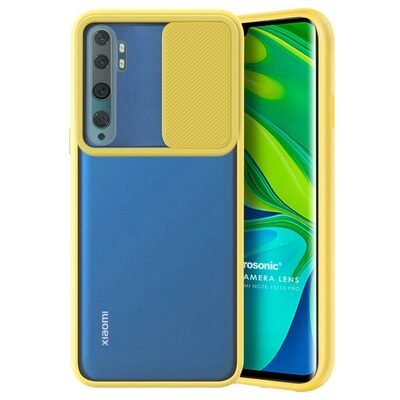 Microsonic Xiaomi Mi Note 10 Kılıf Slide Camera Lens Protection Sarı