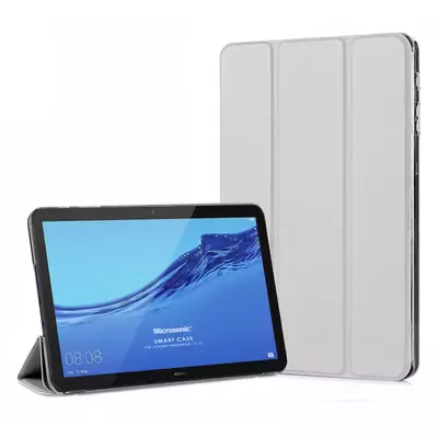 Microsonic Huawei MediaPad T3 10 Kılıf Slim Translucent Back Smart Cover Gümüş