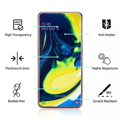 Microsonic Samsung Galaxy A80 Temperli Cam Ekran koruyucu