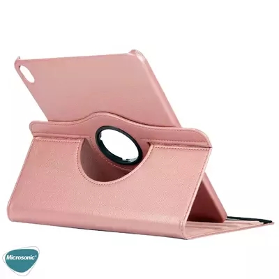 Microsonic Apple iPad Air 11 2024 Kılıf (A2902-A2903) 360 Rotating Stand Deri Rose Gold