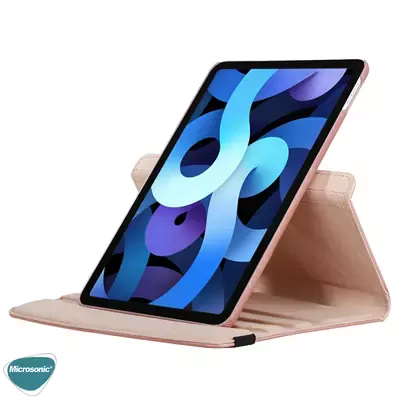 Microsonic Apple iPad Air 11 2024 Kılıf (A2902-A2903) 360 Rotating Stand Deri Mavi