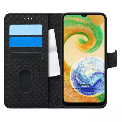 Microsonic Samsung Galaxy A04 Kılıf Fabric Book Wallet Siyah