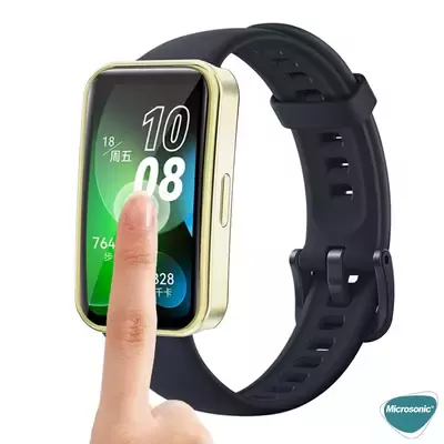 Microsonic Huawei Band 8 Kılıf 360 Full Round Soft Silicone Gold