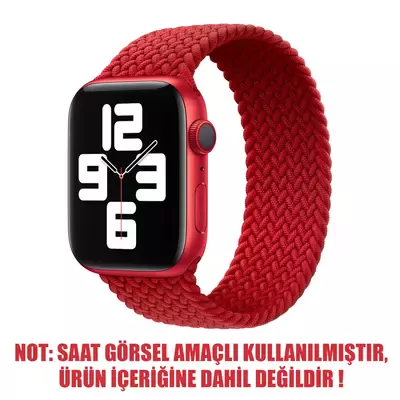 Microsonic Apple Watch Series 5 44mm Kordon, (Large Size, 160mm) Braided Solo Loop Band Kırmızı