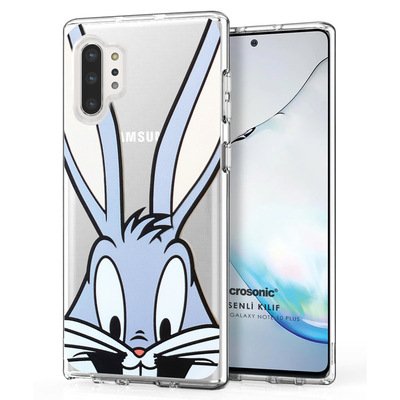 Microsonic Samsung Galaxy Note 10 Plus Desenli Kılıf Mutlu Tavşan