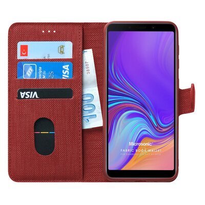 Microsonic Samsung Galaxy A9 2018 Kılıf Fabric Book Wallet Kırmızı