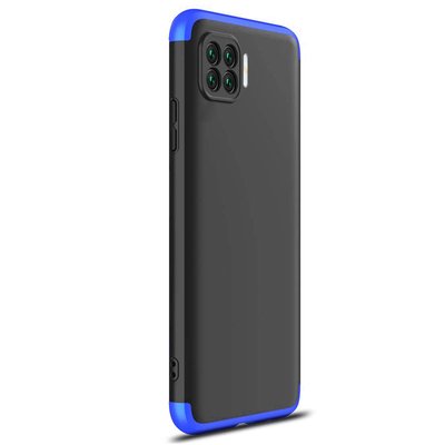 Microsonic Oppo Reno 4 Lite Kılıf Double Dip 360 Protective AYS Siyah Mavi