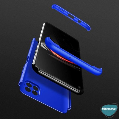 Microsonic Oppo Reno 4 Lite Kılıf Double Dip 360 Protective AYS Siyah Mavi