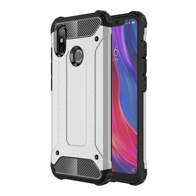 Microsonic Xiaomi Mi 8 Kılıf Rugged Armor Gümüş