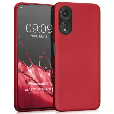 Microsonic Matte Silicone Oppo A18 Kılıf Kırmızı