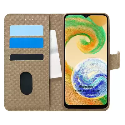 Microsonic Samsung Galaxy A04 Kılıf Fabric Book Wallet Gold