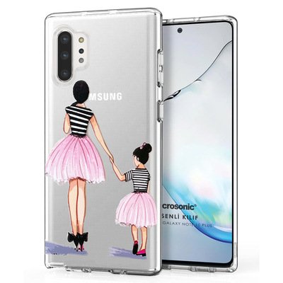 Microsonic Samsung Galaxy Note 10 Plus Desenli Kılıf Anne ve Kız