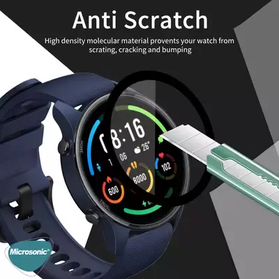 Microsonic Xiaomi Mi Watch Tam Kaplayan Temperli Cam Full Ekran Koruyucu Siyah