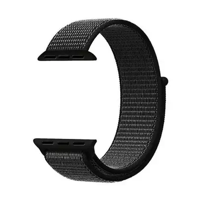 Microsonic Apple Watch SE 2022 44mm Hasırlı Kordon Woven Sport Loop Siyah