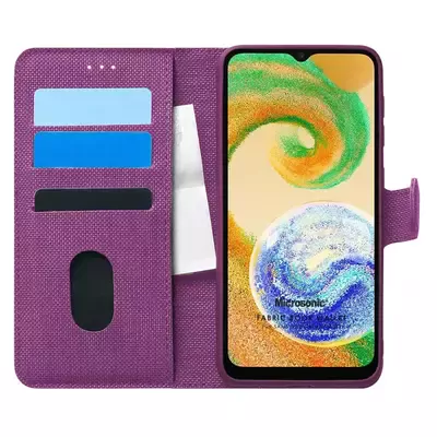 Microsonic Samsung Galaxy A04S Kılıf Fabric Book Wallet Mor