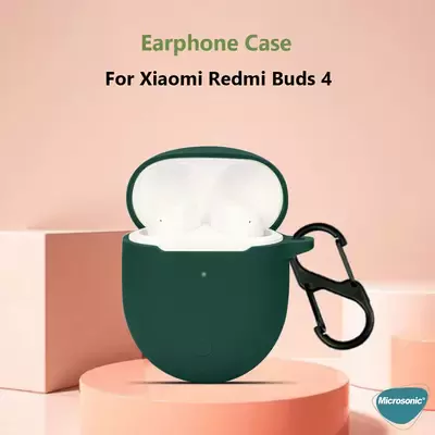 Microsonic Xiaomi Redmi Buds 4 Kılıf Askılı Mat Silikon Kırmızı