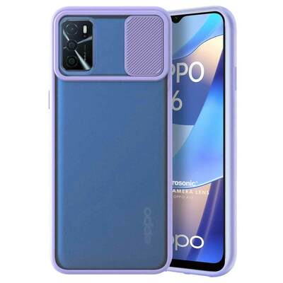 Microsonic Oppo A16 Kılıf Slide Camera Lens Protection Lila