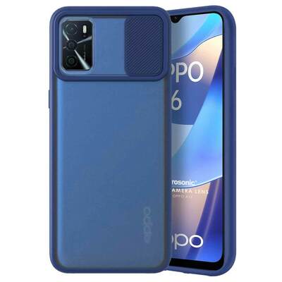 Microsonic Oppo A16 Kılıf Slide Camera Lens Protection Lacivert