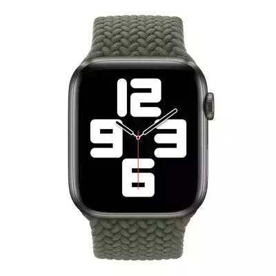 Microsonic Apple Watch Series 5 40mm Kordon, (Medium Size, 147mm) Braided Solo Loop Band Koyu Yeşil