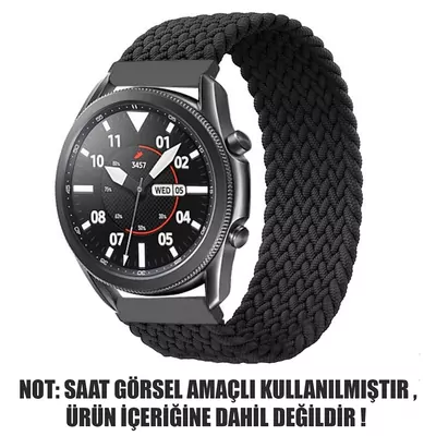 Microsonic Huawei Watch 5 46mm Kordon, (Medium Size, 155mm) Braided Solo Loop Band Siyah