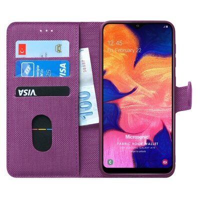 Microsonic Samsung Galaxy A10 Kılıf Fabric Book Wallet Mor