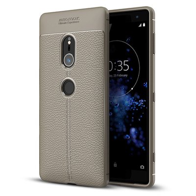 Microsonic Sony Xperia XZ2 Kılıf Deri Dokulu Silikon Gri