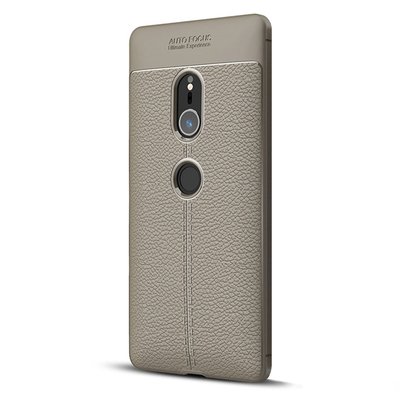 Microsonic Sony Xperia XZ2 Kılıf Deri Dokulu Silikon Gri