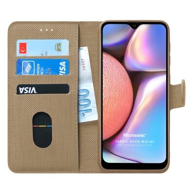 Microsonic Samsung Galaxy A10s Kılıf Fabric Book Wallet Gold