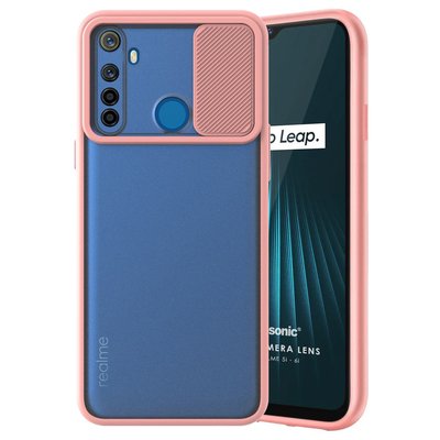 Microsonic Realme 5i Kılıf Slide Camera Lens Protection Pembe