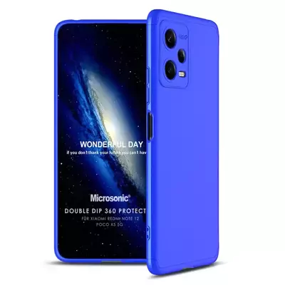 Microsonic Xiaomi Redmi Note 12 Kılıf Double Dip 360 Protective Mavi